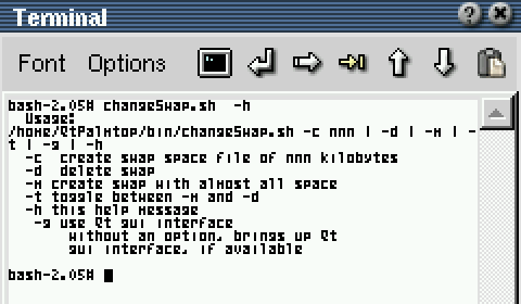 usage info in terminal